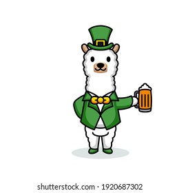 Cute Llama in St. Patrick's Day costumes