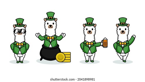 Cute Llama in St. Patrick's Day costumes