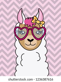 cute llama with sunglasses 