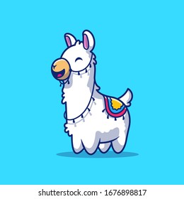 Cute Llama Vektorillustration Icon Illustration. Alpaca Mascot Cartoon Charakter. Tierisches Symbol Konzept weiß isoliert. Flacher Cartoon-Stil geeignet für Web-Landing-Page, Banner, Flyer, Aufkleber, Karte