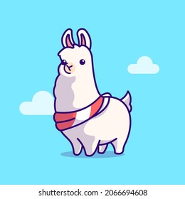 Cute Llama Vector Icon Illustration. Alpaca Mascot Cartoon Character.