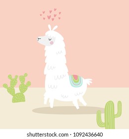 Cute llama vector illustration