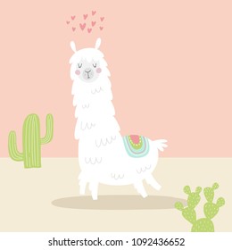 Cute llama vector illustration