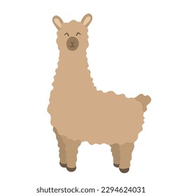 Cute llama, vector illustration.  Beige shades