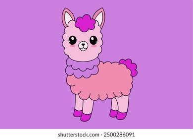 Cute Llama Vector Illustration for Graphic Design Projects High Quality, Detailed, and Versatile Artwork