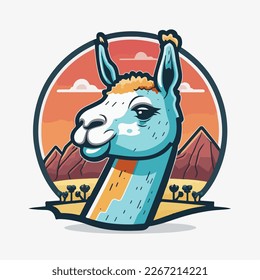 Cute Llama Vector Logo Icon Sports Mascot flat illustration