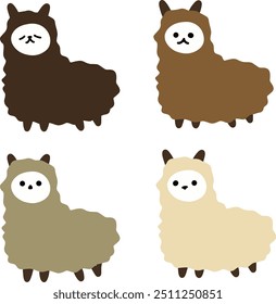 Cute Llama Vector | Various Expressions | Minimalist Design | 4 Vectors