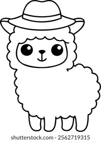 A Cute llama wearing hat, perfect for children illustrations and designs