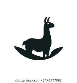 cute llama wild animal logo vector illustration template design