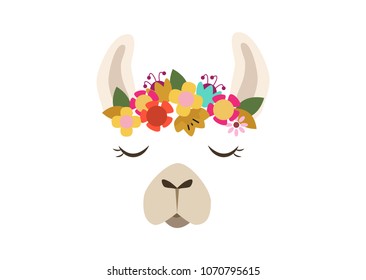 cute llama-alpaca head illustration