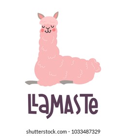 Cartel dibujado a mano por llamas alpaca con letras. Vector Illustración diseño único para tarjetas, carteles, camisetas, invitaciones, baby ducha, cumpleaños, decoración de habitación. Llamar