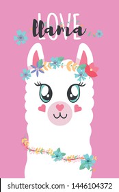 Cute llamas, alpacas  illustrations for nursery design, poster, greeting, birthday card, baby shower design and party decor