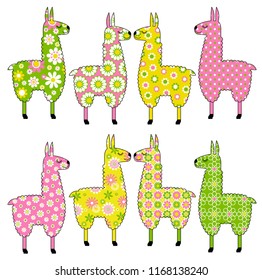 cute llamas with patterns