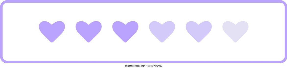Cute loading bar with love hearts for Valentine's day.  Kawaii purple loading bar. 
Simple loading with hearts. Loading proccess. Vector illustration on white background.