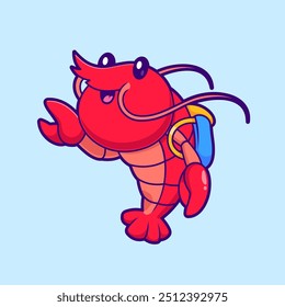 Cute Lobster Back To School Cartoon Vector Icon Illustration. Animal Education Icon Concept Isolated Premium Vector. Flat Cartoon Style