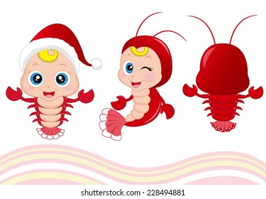 Cute lobster cartoon design 