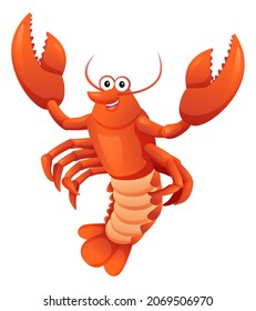 Cute lobster cartoon illustration isolated on white background