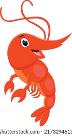 Cute lobster cartoon, isolated on white background