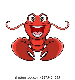 Cute lobster cartoon on white background