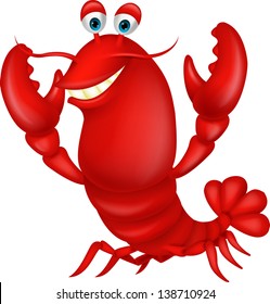 Cute lobster cartoon waving