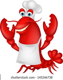 Cute lobster chef cartoon