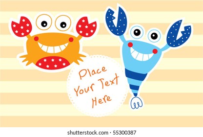 cute lobster and crab