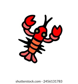 Cute lobster, drawing. Isolated on white