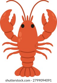 Cute Lobster Flat Vector Illustration