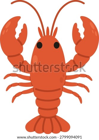 Cute Lobster Flat Vector Illustration