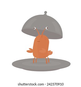 Cute lobster inside cooking dome
