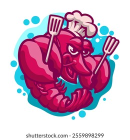 Cute Lobster Mascot Vector Illustration great for your brand business