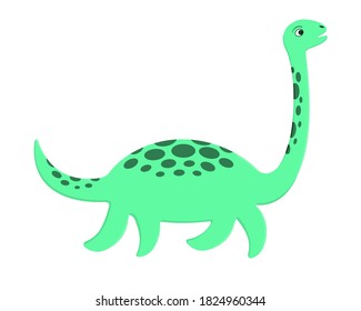 Cute Loch Ness monster. Plesiosaur Nessie in cartoon style. Vector illustration