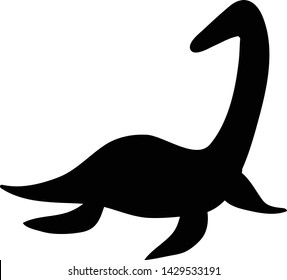 Cute loch nessie silhouette vector illustration hand draw desing