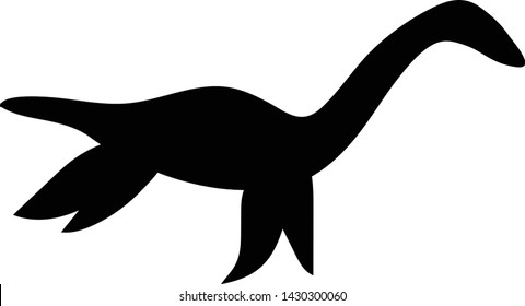Cute loch nessie silhouette vector illustration hand draw desing