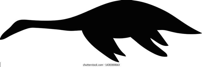 Cute loch nessie silhouette vector illustration hand draw desing