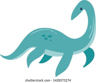 Cute loch nessy on white background vector illustration hand draw desing