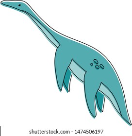 Cute loch nessy on white background vector illustration hand draw desing