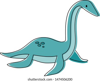 Cute loch nessy on white background vector illustration hand draw desing