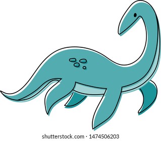 Cute loch nessy on white background vector illustration hand draw desing