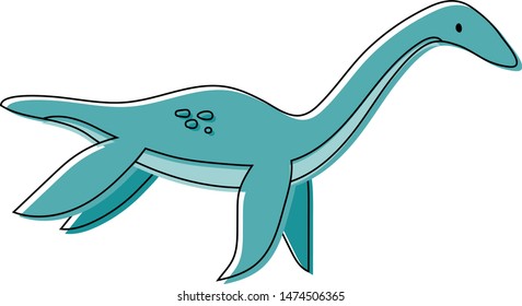 Cute loch nessy on white background vector illustration hand draw desing