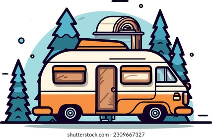 süßes Logo mit dem Camper für die Ferien