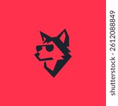 cute logo design of a wolf wearing glasses with a futuristic concept