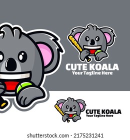 logotipo lindo koala ilustración de béisbol