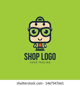 cute logo mascot for online shop wearing glasses