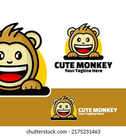 cute logo monkey art illustration