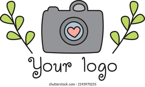 Cute logo for photographer. Vector illustration