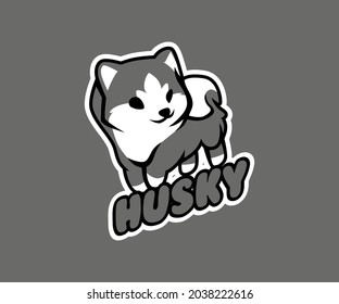 cute logo siberian husky dog