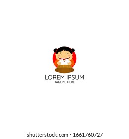 Cute logo template. Chinese cuisine, 
food logos especially for baozi, bausak and pao 