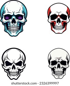 cute logos with bones and skulls in various expressions