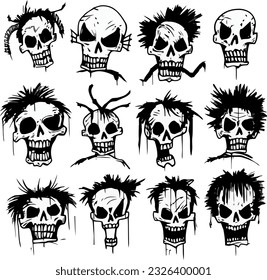 cute logos with bones and skulls in various expressions